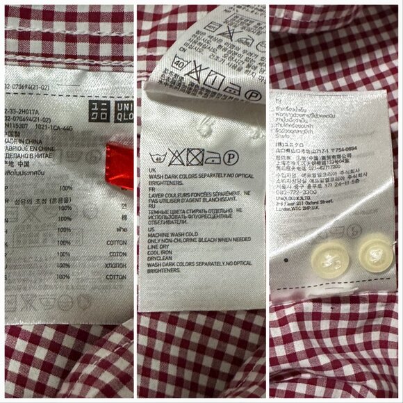 Uniqlo Men’s Button Down Shirt M Gingham Check Long Sleeve - Picture 4 of 15
